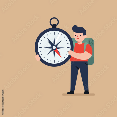 Hiker with Compass