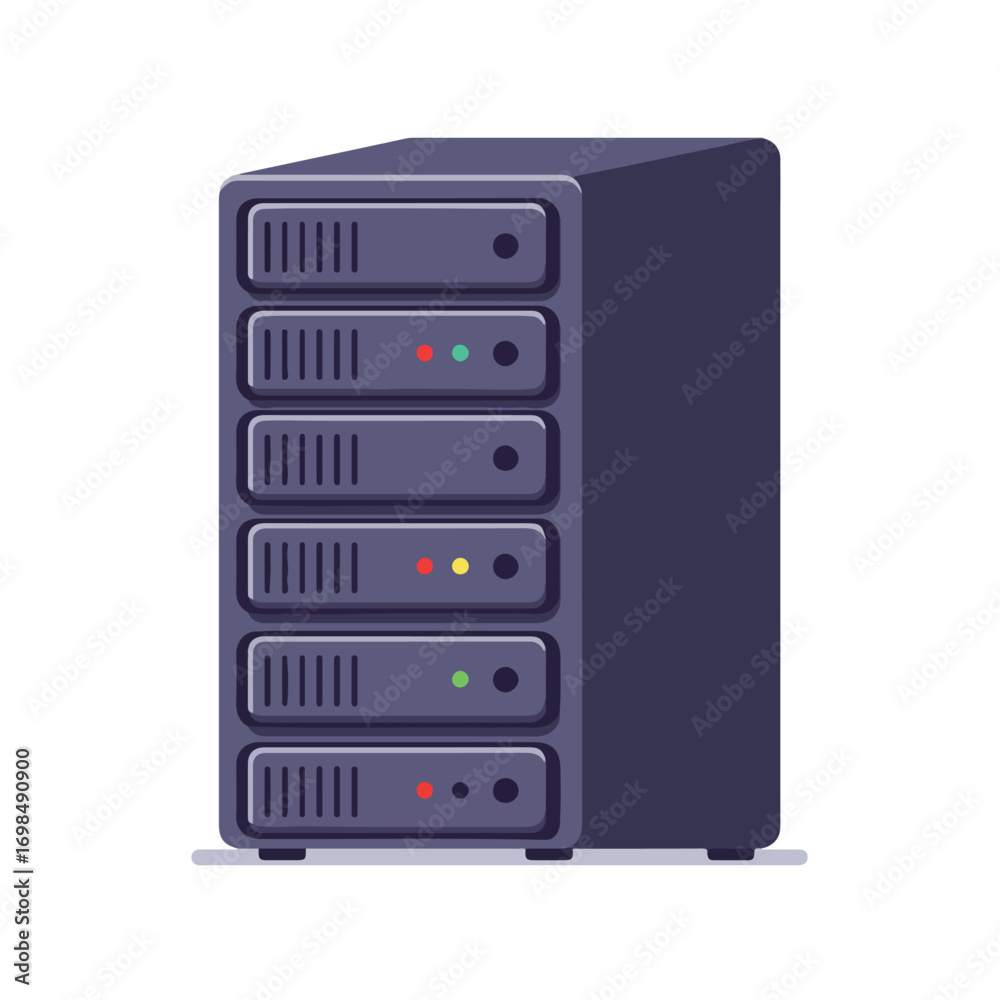 Fototapeta premium Flat vector illustration of a server on a white background