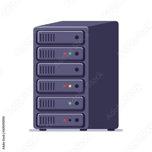 Flat vector illustration of a server on a white background