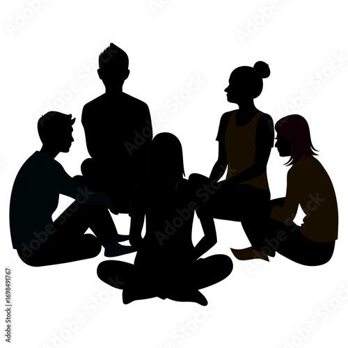 Une belle illustration vectorielle d'une silhouette de femme méditant dans la position du lotus, un symbole de santé, de paix et de détente