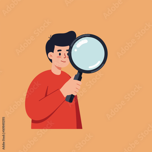Man holding magnifying glass