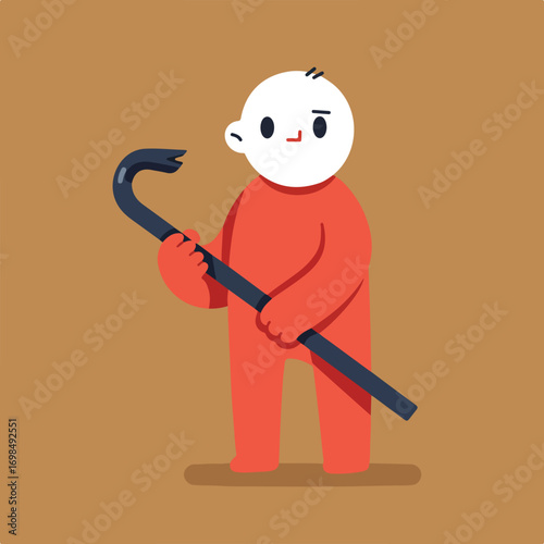 Cartoon man with crowbar