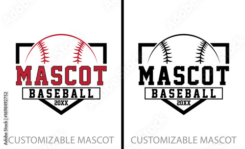 Customizable Mascot Name Baseball T-shirt Design
