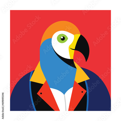 Colorful Macaw Parrot in a Blue Jacket bird animal