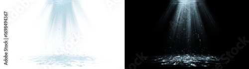 Photos Realistic underwater sunlight beams with caustic light patterns