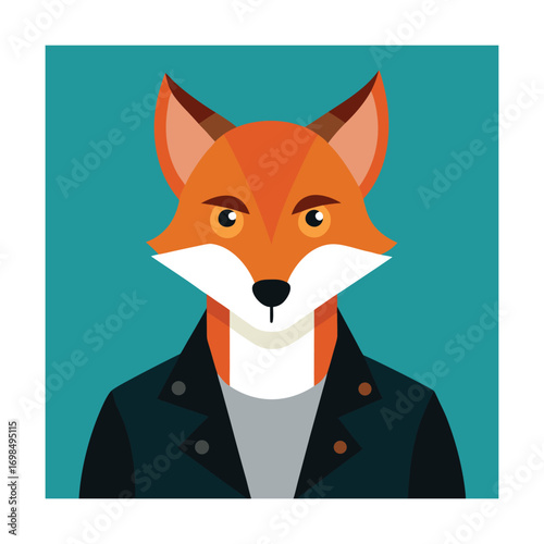 Fox Character Wearing a Jacket and T-shirt animal anthropomorphic