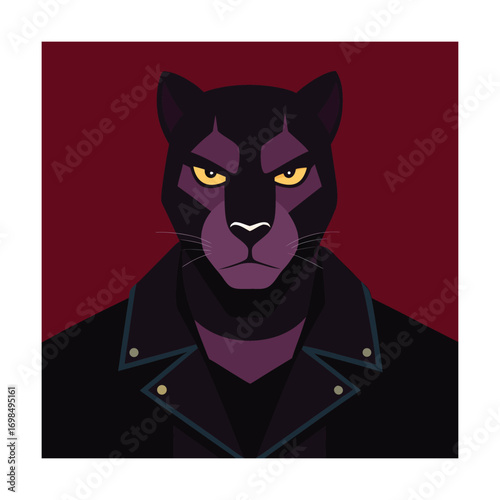 Fierce Black Panther in a Leather Jacket big cat animal