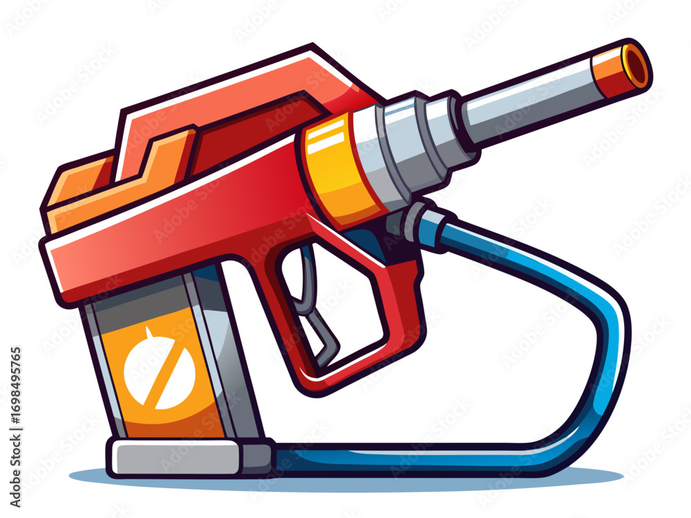 Fototapeta premium A high-quality vector illustration of a gas station fuel pump nozzle, isolated on a white background 