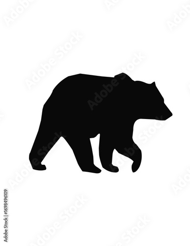 bear silhouette vector and white