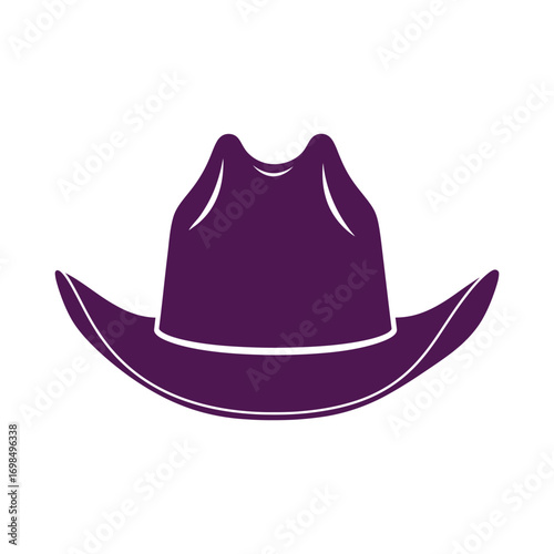 Purple Cowboy Hat Silhouette Icon – Western Rodeo Vector Illustration