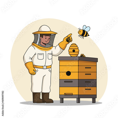 Beekeeper pointing