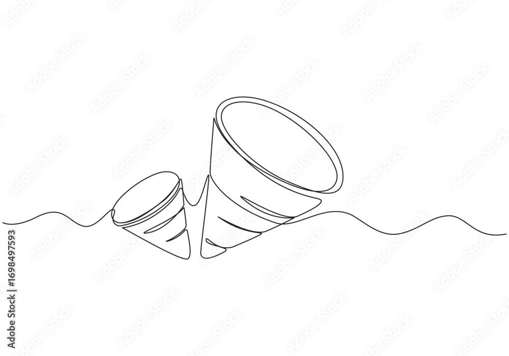 Obraz premium Party Popper Celebration Line Art, Party Popper icon Continuous one line art,1