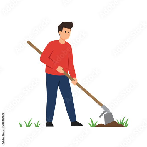 Man with hoe