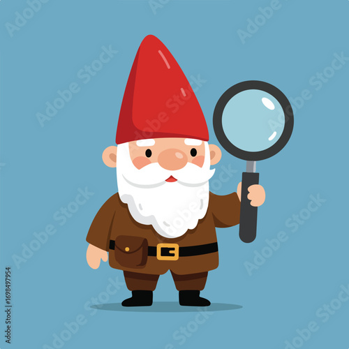 A gnome with magnifying glass