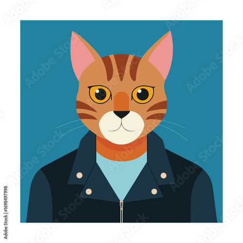 Orange Tabby Cat Character in a Jacket animal feline
