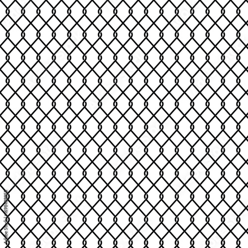Seamless steel wire chain link fence vector pattern, metal lattice diamond mesh grid background.