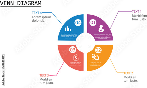 Venn diagram business infographic circle chart template 4 options