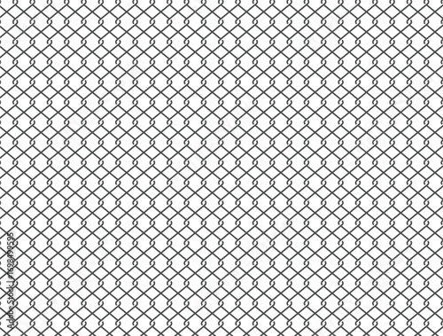 Seamless steel wire chain link fence vector pattern, realistic metal mesh background.