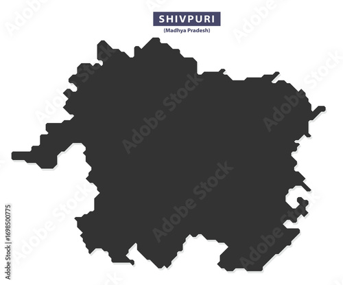 Shivpuri city map silhouette vector for classroom geography, tourism brochures, and infographic design, clean black outline isolated on white