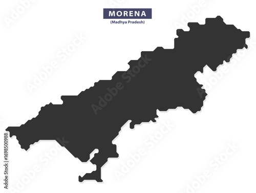 Morena city map silhouette vector for educational posters, travel layouts, and geographic infographics, bold black shape outline on white background