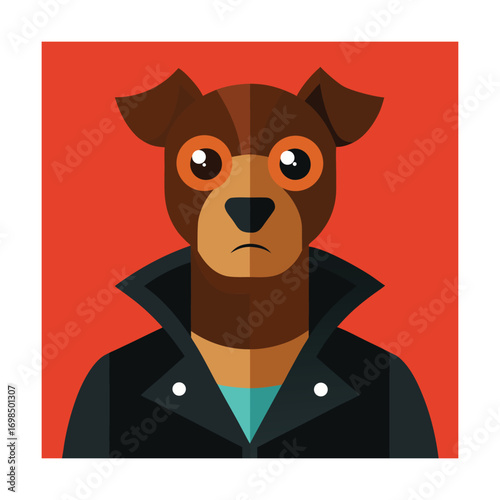 Cartoon Dog Wearing Leather Jacket animal illustration