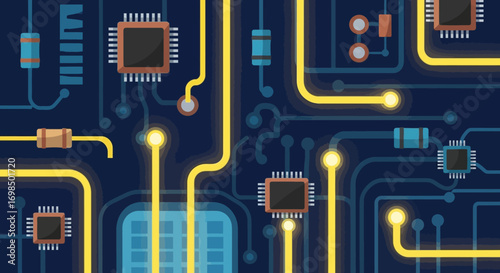 Electronic Circuit Board with Components.
