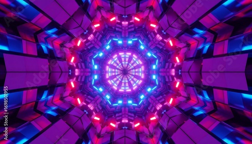 Fototapeta Naklejka Na Ścianę i Meble -  Abstract 3D tunnel with vibrant colors