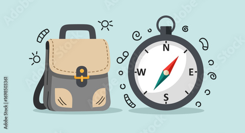 Travel Backpack and Compass.