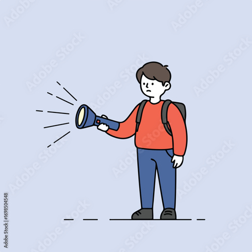 Person searching with flashlight