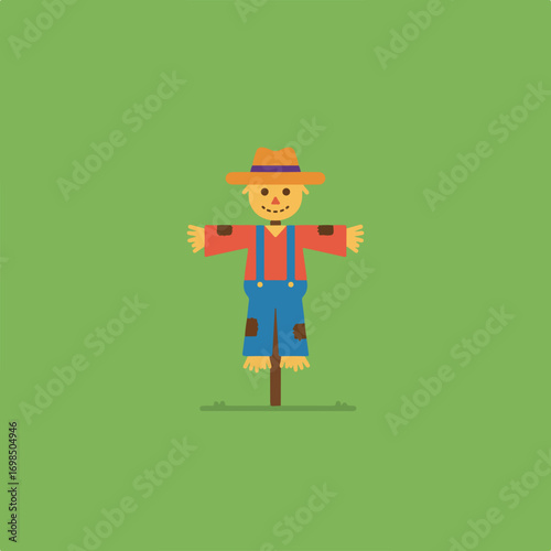 Animated scarecrow on green