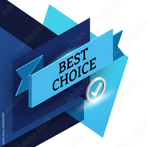 Modern Blue Ribbon Banner Design with Best Choice Text Vector