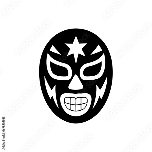 Black and white lucha libre wrestling mask icon.  mask icon set