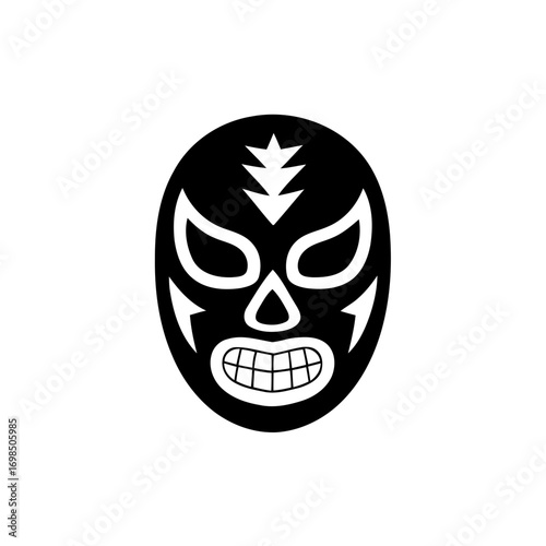 Black and white luchador mask icon. halloween skull. mask icon set