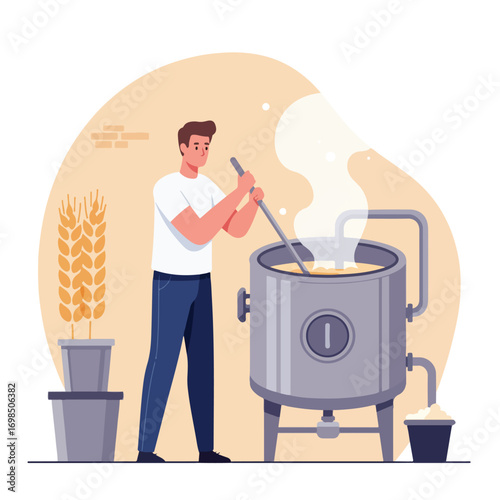 Brewer mixing in vat
