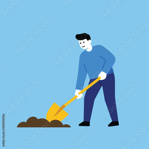 Man digs with a shovel (1)