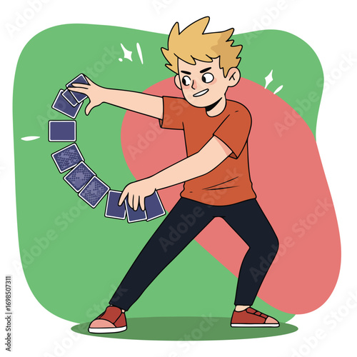 Cartoon card magician