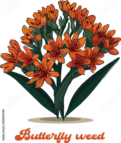Butterfly weed logo vector white background .