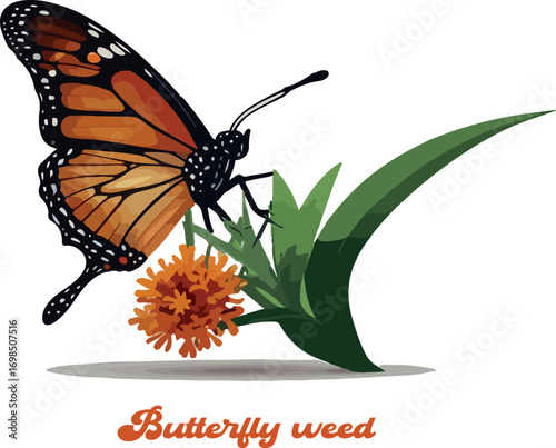 Butterfly weed logo vector white background .