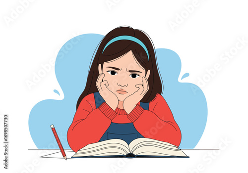 Child bored studying homework frustrated upset studying frustration school learning difficulties