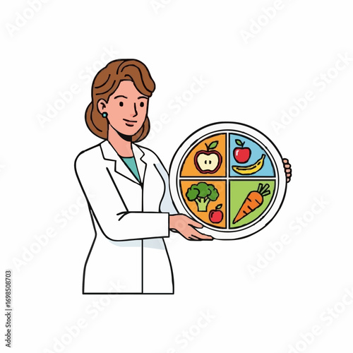Nutritionist Holding Food Chart — Vector