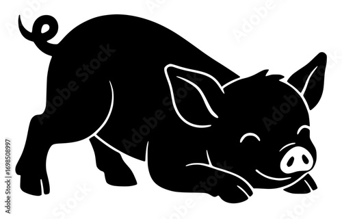 Happy Piglet Black Silhouette