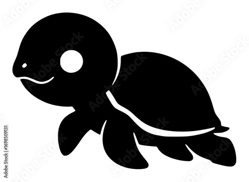 Cute Cartoon Baby Turtle Silhouette