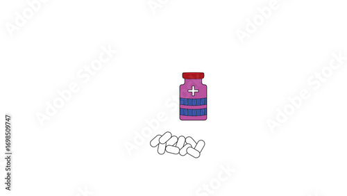 Pill Bottle and Pills Depicting Medication and Healthcare
