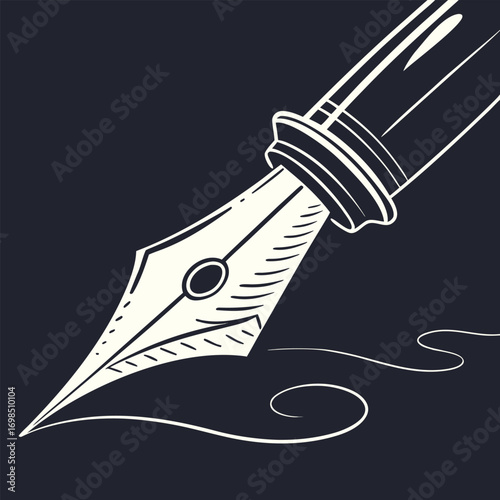 a detailed illustration of an elegant fountain pen nib