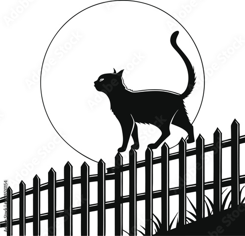 Striking black and white silhouette of a regal cat with artistic flair