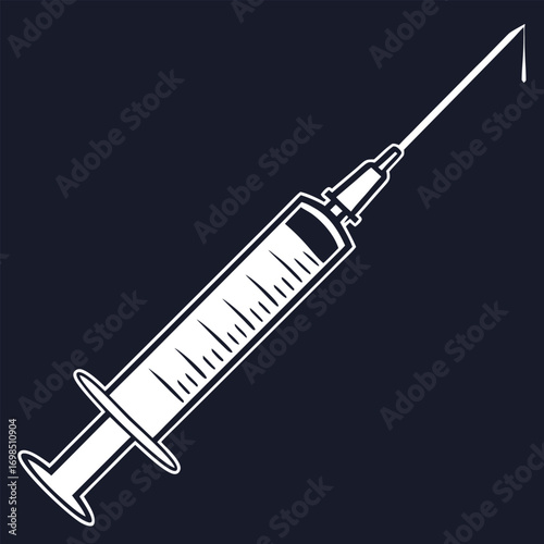 a detailed illustration of a medical syringe with needle