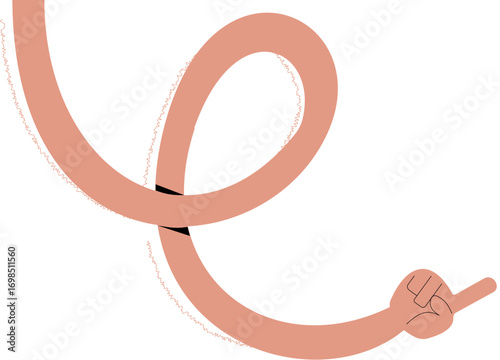 Cartoon Twisted Hand Pointing, Stylized Abstract Gesture Illustration
