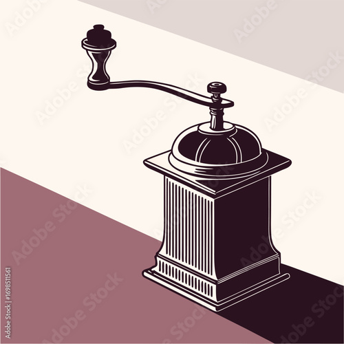 a vintage coffee grinder with elegant design and shadow