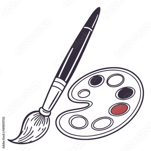 artist palette with paintbrush ready for creative painting sessions