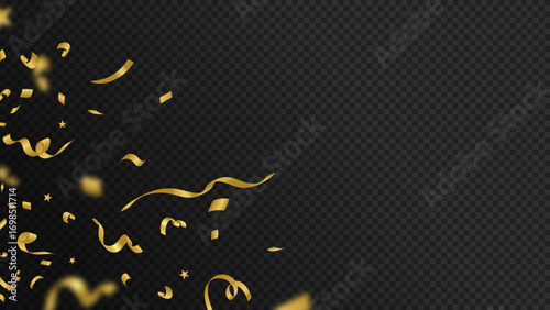 Golden confetti for party and celebration design.